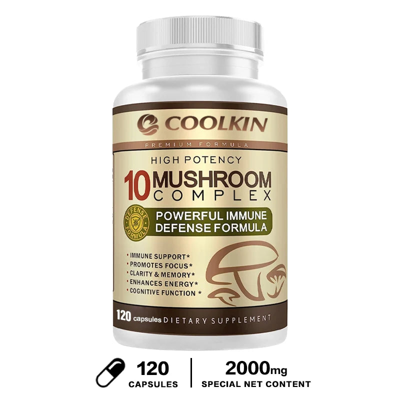 Limitless 10 Mushroom Complex - Boost Energy, Improve Brain Function, Enhance Memory and Concentration, and Boost Immunity