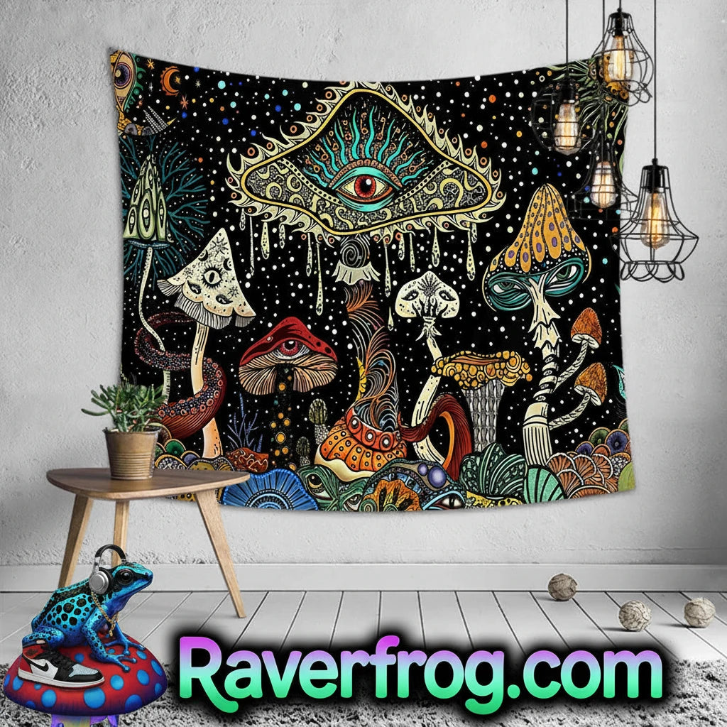 Psychedelic -All Seeing Eyes- Tapestry.  3 Size Options.  Hanging Accessories Included!