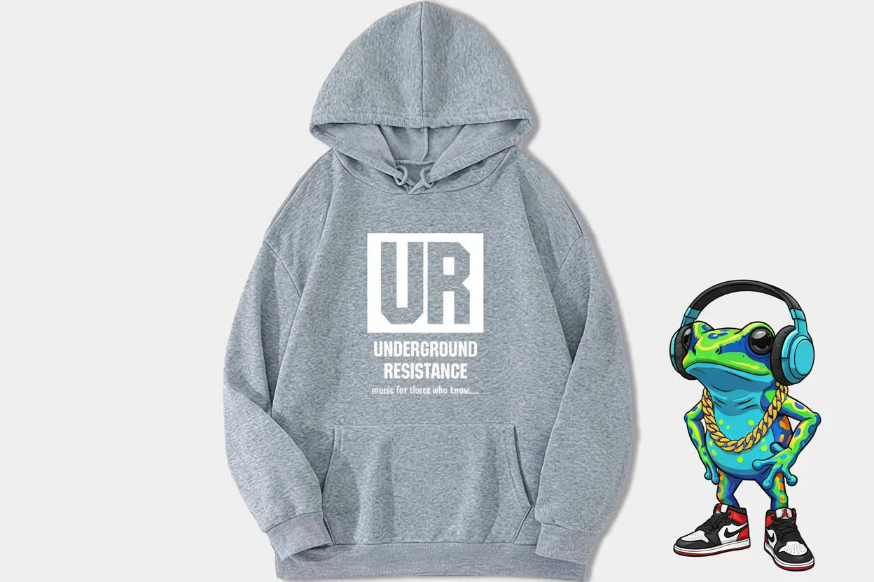 **JEFF MILS** Detroit Exclusive. Underground Resistance - Detroit Techno Pioneers. Jeff Mills and Robert Hood Exclusive Hoodie.