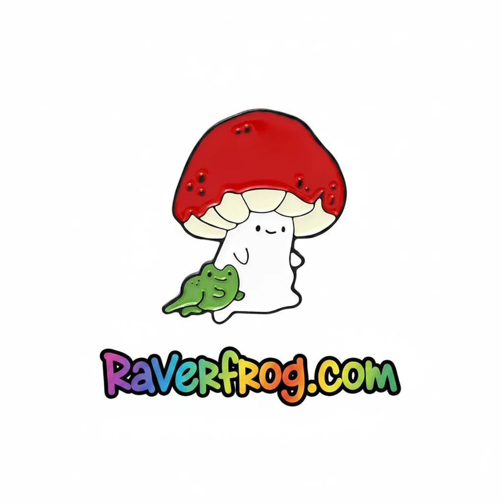 Cute R.F. Mushroom and Frog Home Enamel Pins