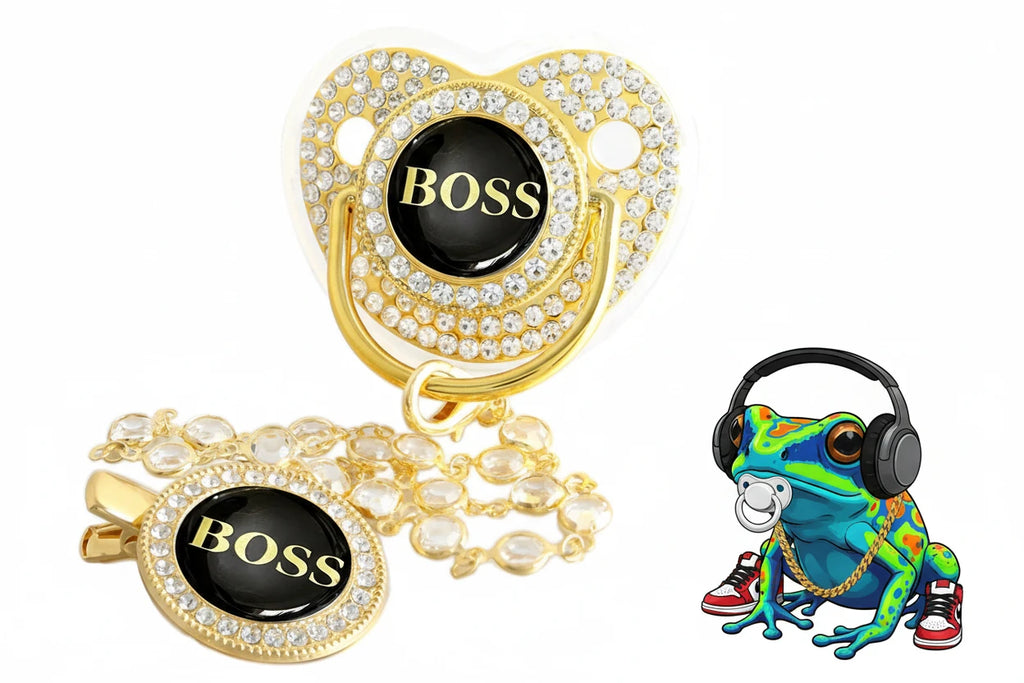 Boss Bling Papa Pacifier.  Boss Binky.  Food Grade Silicone.