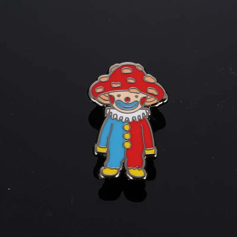 Mr. Mushroom the Trippy Festival Clown.  Premium Enamel Drip Pin.