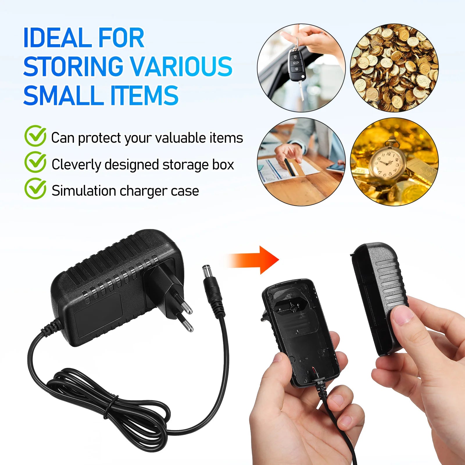 Charging Plug Storage Box Hidden Compartment Splashproof