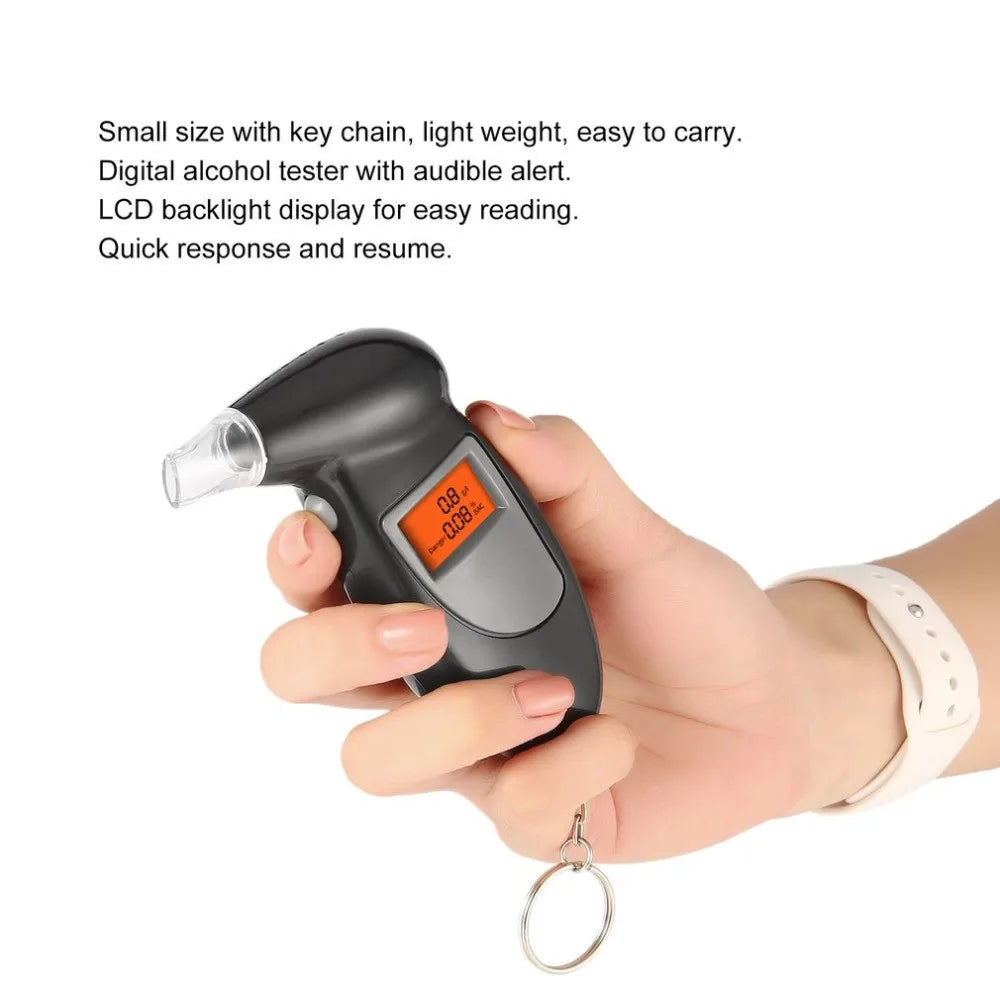 Portable Alcohol Tester Digital Alcohol Detector Breathalyzer Backlight LCD Display.