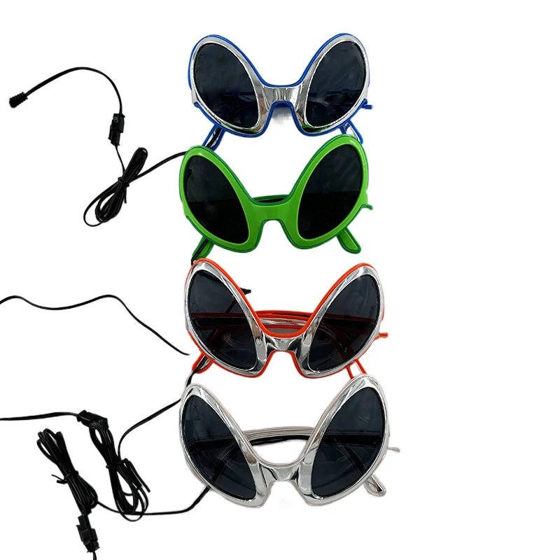 1 pcs Holiday Party Glasses Boys Girls Funny Alien Style Frame Eyeglasses Glow Sunglasses Light Up Bar Rave Night