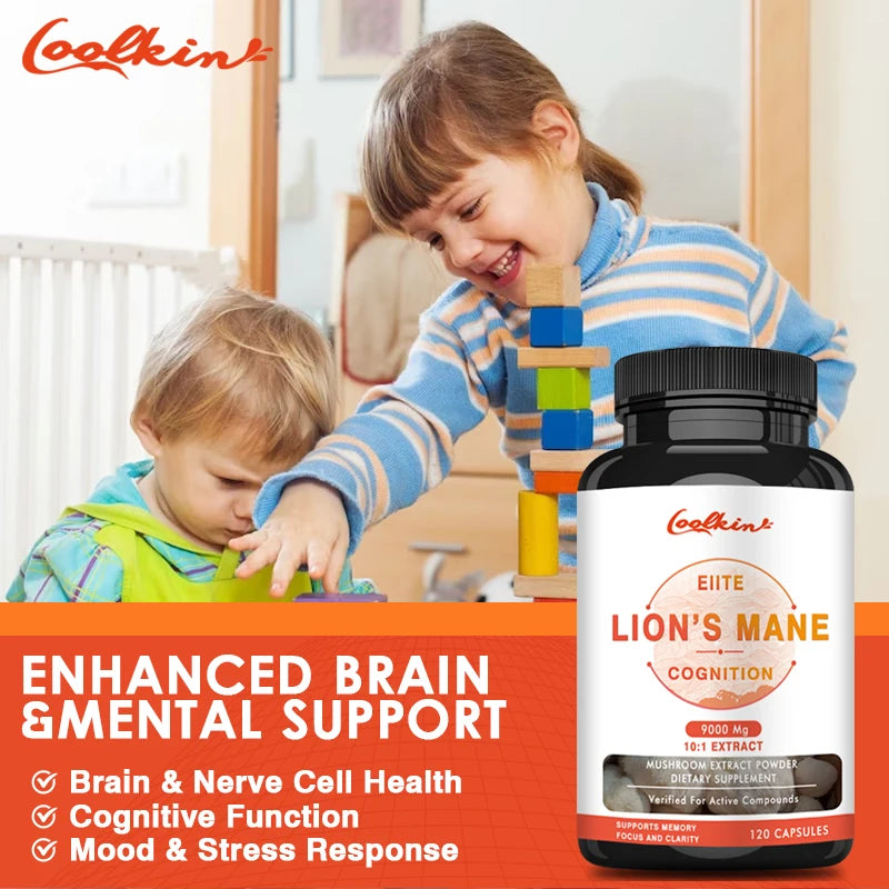 Lion's Mane Mushroom Capsules - Improves Brain Function, Improves Memory and Concentration, and Relieves Stress