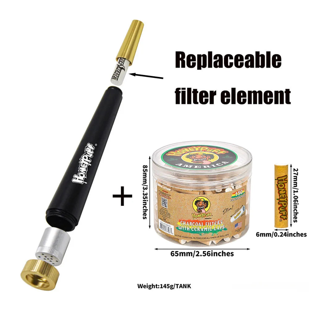 Bulk 6mm Ceramic Activated Charcoal Smoking Pipe Filter Disposable. Universal Filters + Premium Metallic 1 Hitter Pipe Bundle Deal.