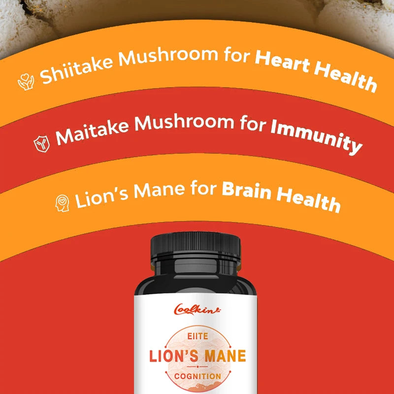 Lion's Mane Mushroom Capsules - Improves Brain Function, Improves Memory and Concentration, and Relieves Stress