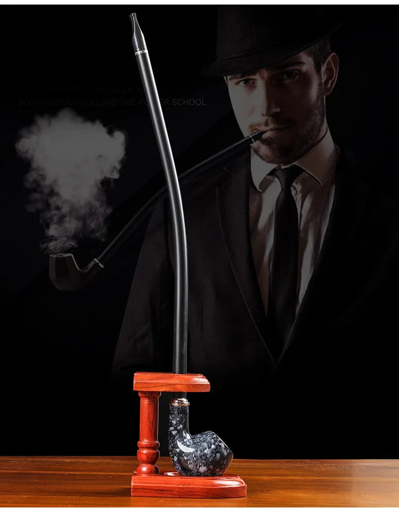 Expertly Crafted Wooden Long Elegant Pipe with Filter. 16 inches. Burn Anything! Comes with. 3 in 1 Pipe Tool!