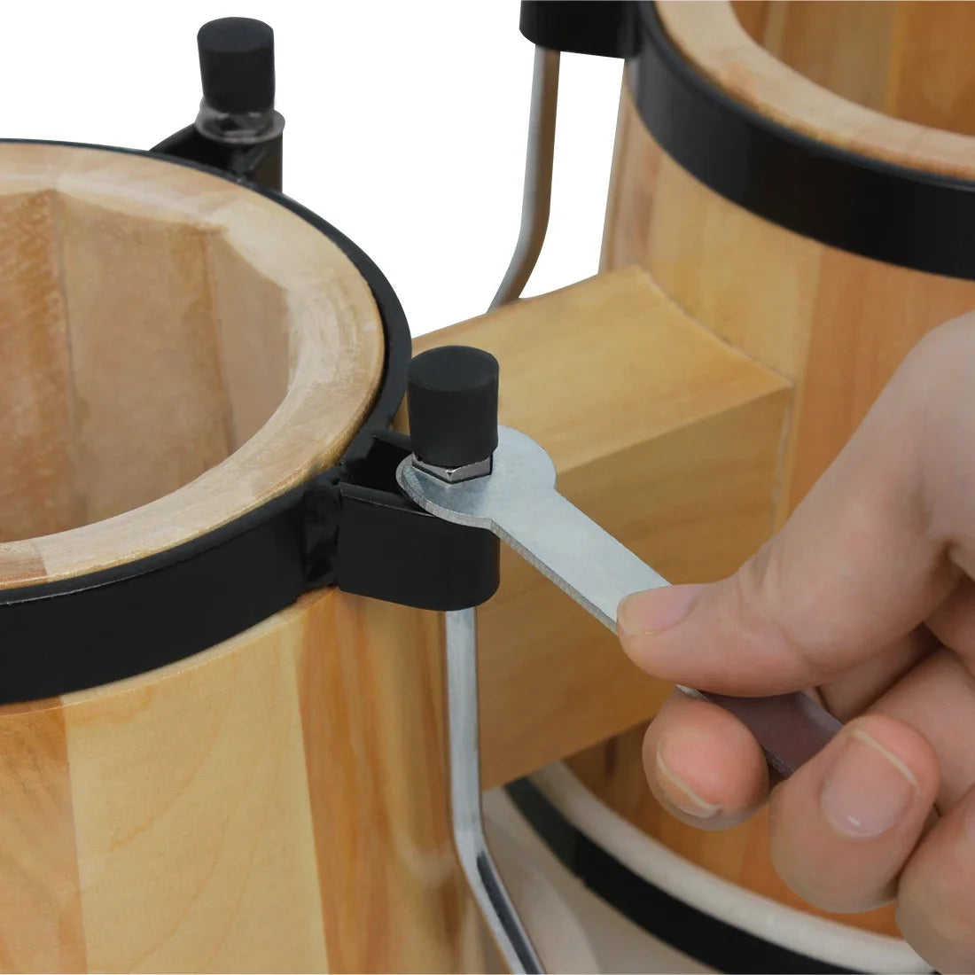 Pro Model.  IRIN 6 Inch Genuine Sheep Skin Bongo Drum Wooden Color Double-Drum Percussion Instrument African Jazz Style.  Amazing Sound!
