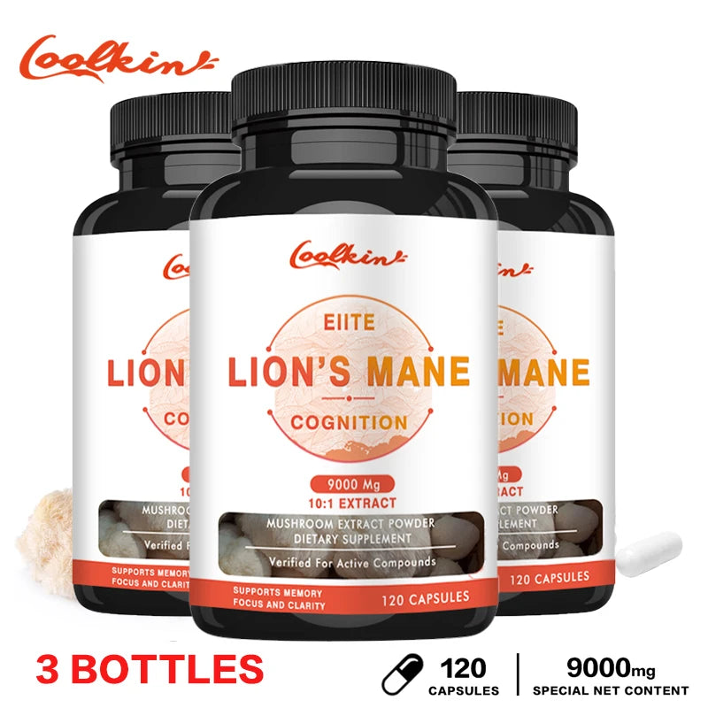 Lion's Mane Mushroom Capsules - Improves Brain Function, Improves Memory and Concentration, and Relieves Stress