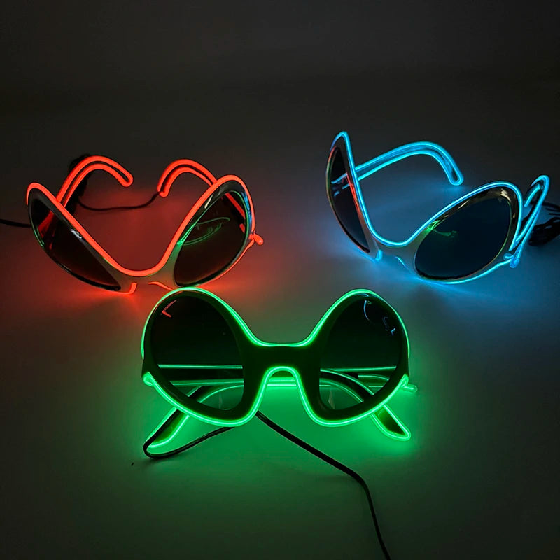 1 pcs Holiday Party Glasses Boys Girls Funny Alien Style Frame Eyeglasses Glow Sunglasses Light Up Bar Rave Night
