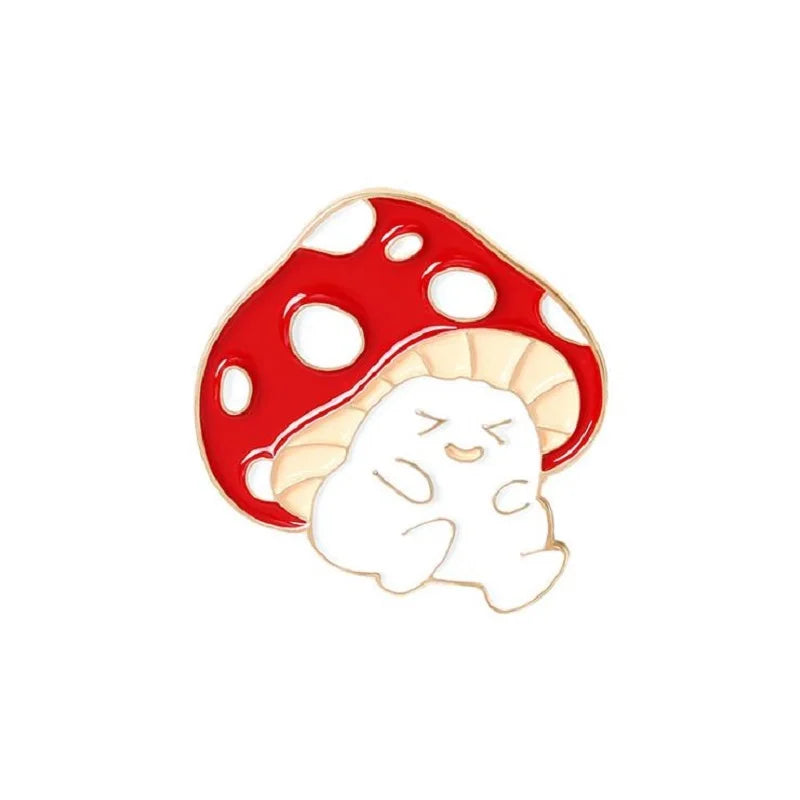 Cute R.F. Mushroom and Frog Home Enamel Pins