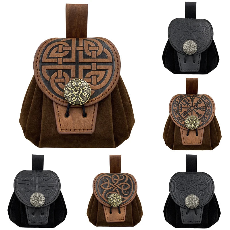 Steampunk Medieval Potion/Goodie/Fairy Dust holding mini satchel. Attaches to belt. Vegan Leather.