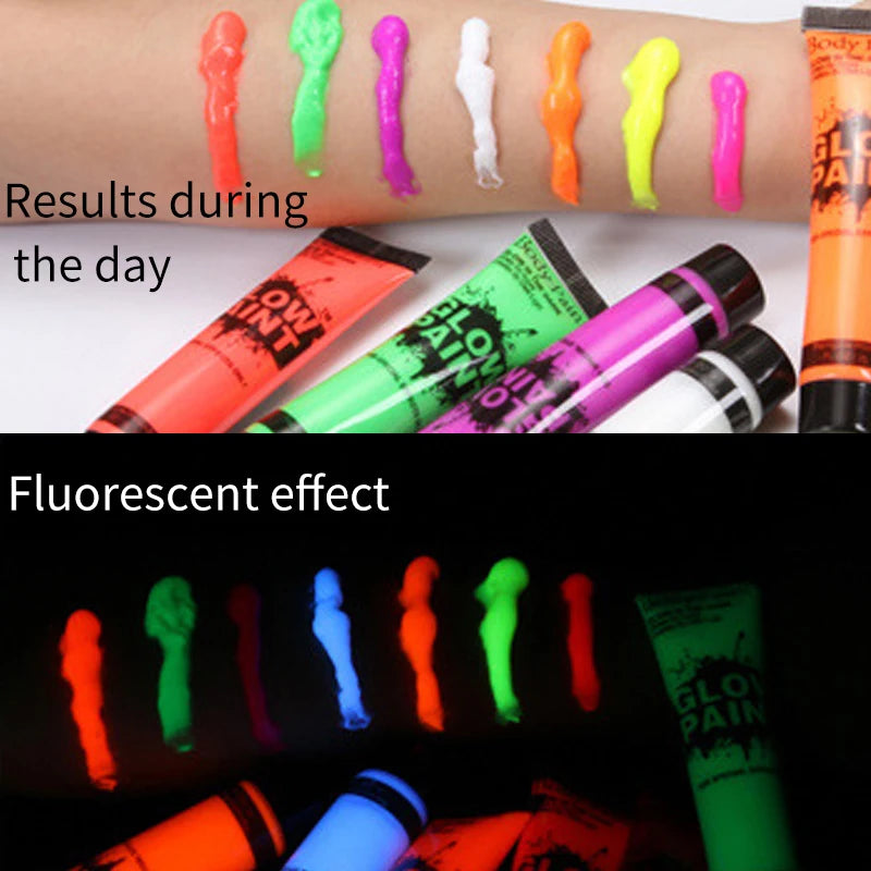 5-6Pcs Florescent UV Glow Body Paint.  Non-Toxic.