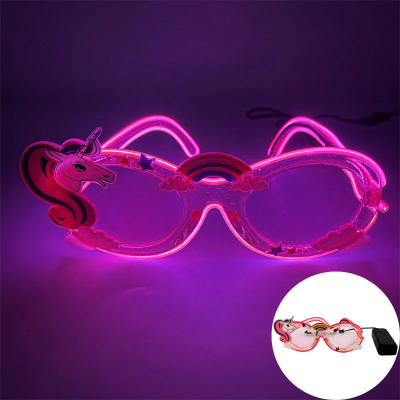 1 pcs Holiday Party Glasses Boys Girls Funny Alien Style Frame Eyeglasses Glow Sunglasses Light Up Bar Rave Night
