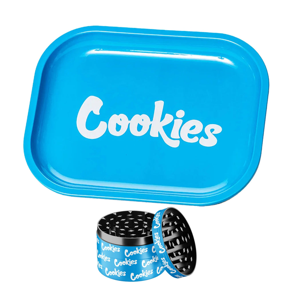 COOKIES BRAND Stainless Steel Rolling Tray and Diamond-Cut Herb Grinder.  Separate or Combo Purchases Available.