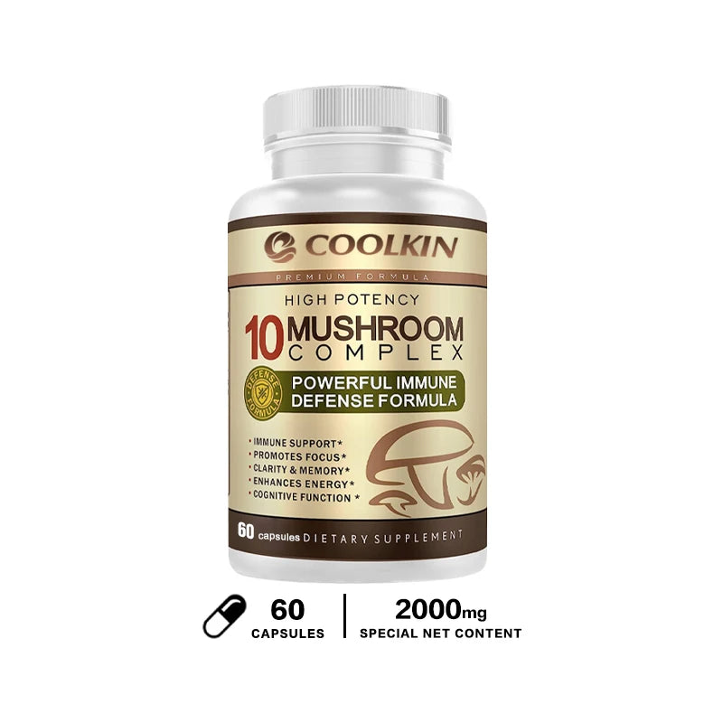 Limitless 10 Mushroom Complex - Boost Energy, Improve Brain Function, Enhance Memory and Concentration, and Boost Immunity