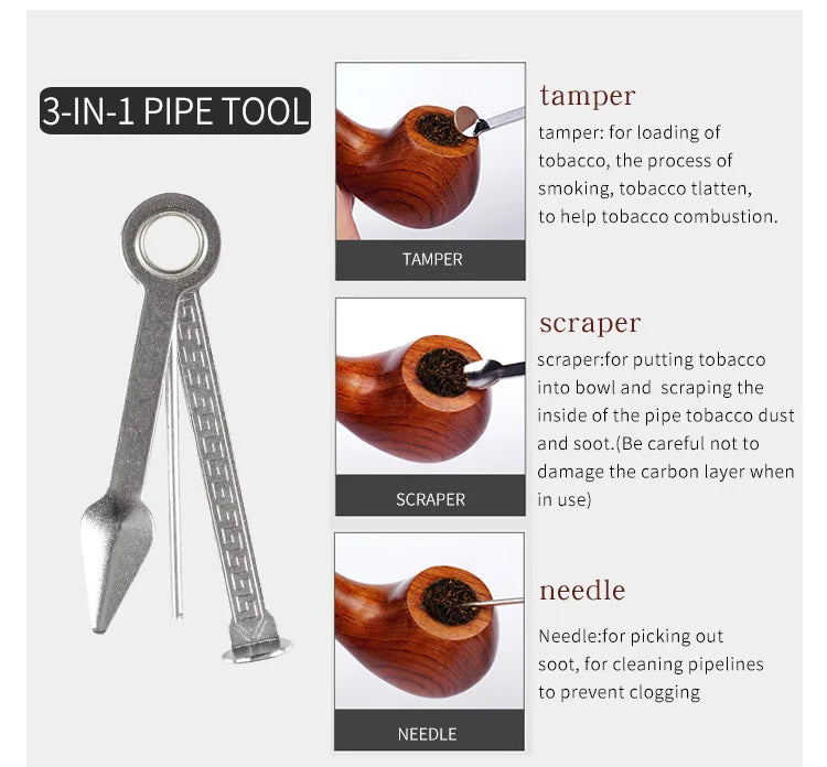 Expertly Crafted Wooden Long Elegant Pipe with Filter. 16 inches. Burn Anything! Comes with. 3 in 1 Pipe Tool!