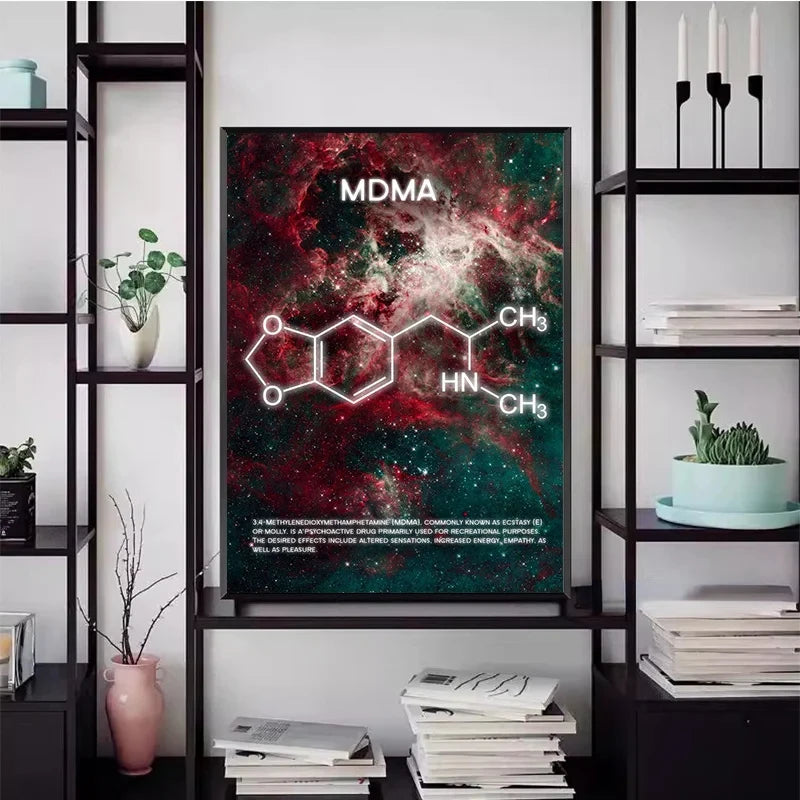 World’s Best Molecules!! Chemical Formula Drug Molecules Waterproof Wall Art. Any Size  - 1 price.