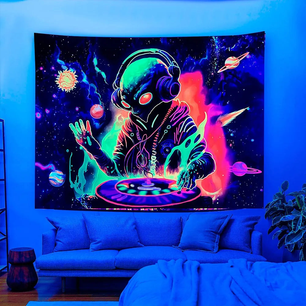 UV Reactive Black Light Alien Tapestry Collection