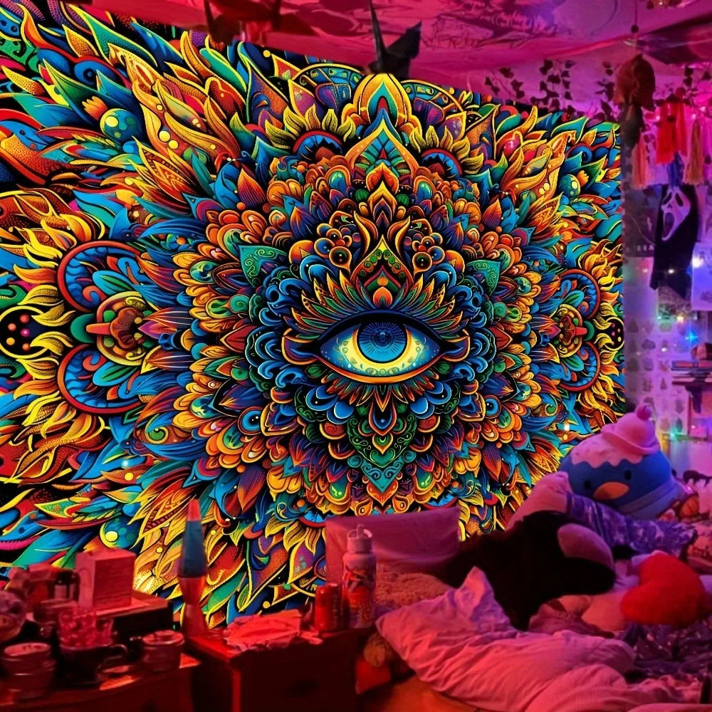 HD Intricate & Vibrant UV Eye of Providence Tapestry.  Very high Quality.