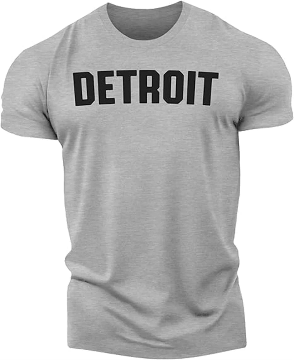 Men's T-shirt Simple Detroit Letter Print.