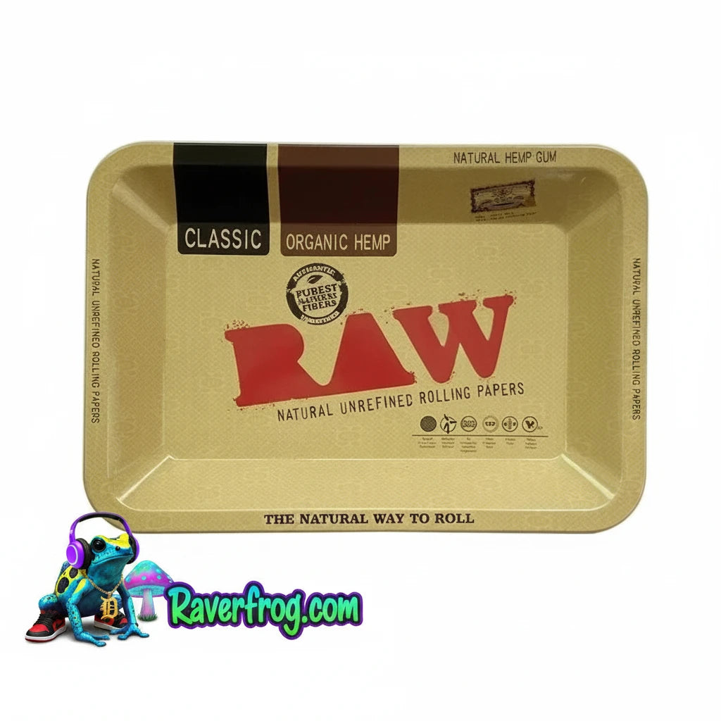 RAW Brand - Light-Weight / High-Strength Stainless Steel - Medium Sized Rolling Tray.  HD Durable Graphic Print Design.