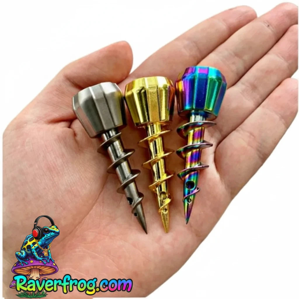 Heavy Duty Screw-In Pipe.  Create Water-Bong from Cans, Bottles, Etc.  No Pipe, No Problem.  Easily bring into festival and Create your Masterpiece.