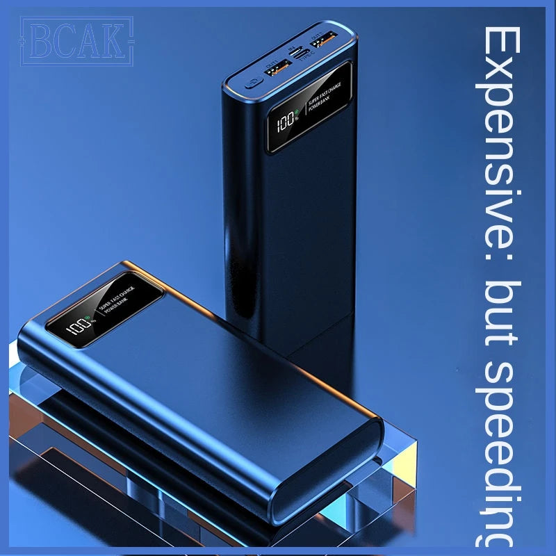 Power bank 10000 mAh or 20000 mAh large capacity two-way PD Super Fast charging.  Rapid Charge, with LED % Display.  When speed matters.