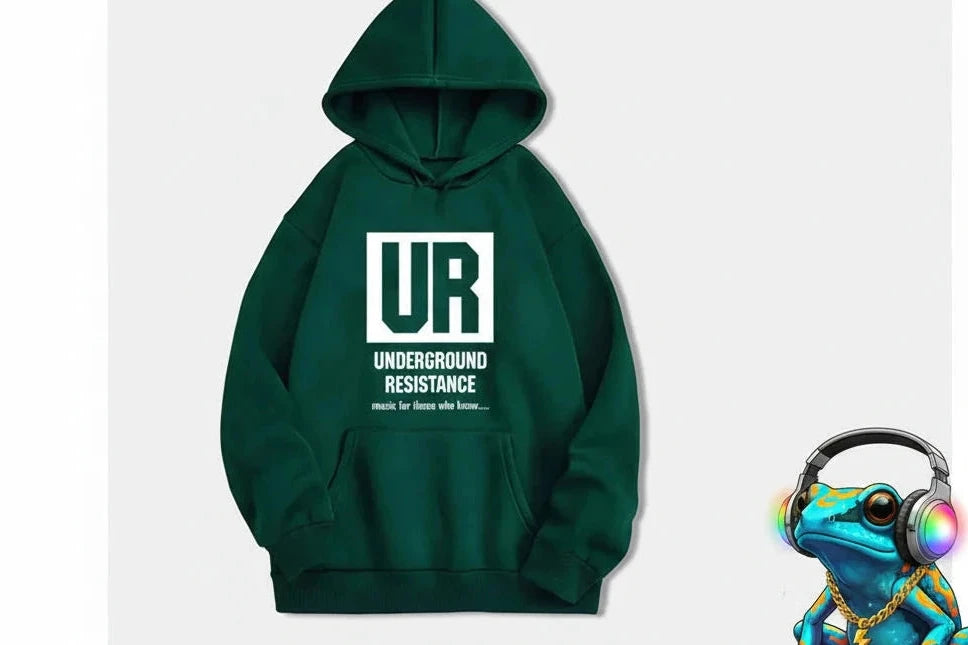 **JEFF MILS** Detroit Exclusive. Underground Resistance - Detroit Techno Pioneers. Jeff Mills and Robert Hood Exclusive Hoodie.