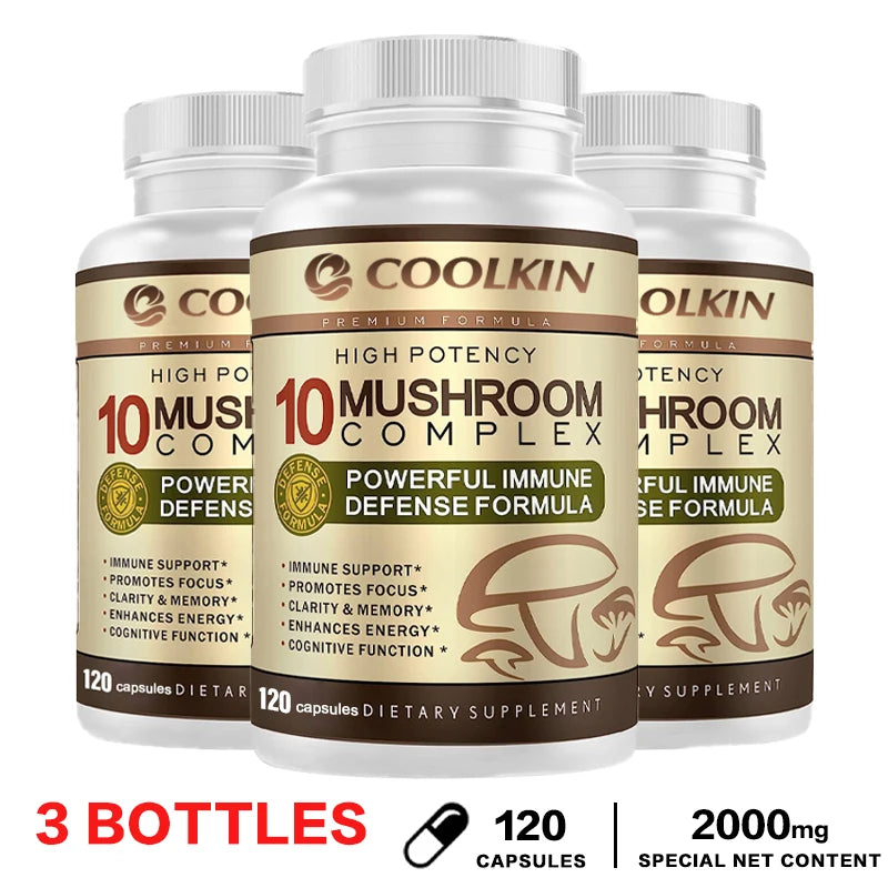 Limitless 10 Mushroom Complex - Boost Energy, Improve Brain Function, Enhance Memory and Concentration, and Boost Immunity