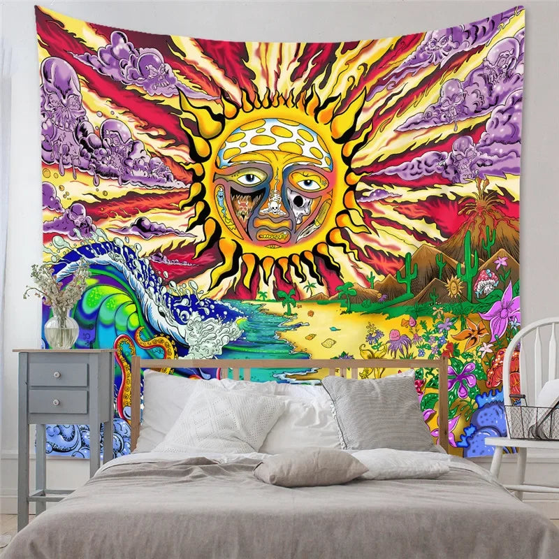 Psychedelic Trippy Sublime Sun Tapestry and many other Solar themed choices.
