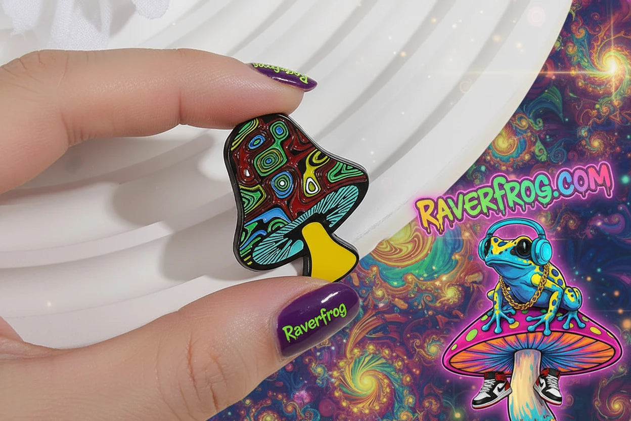 Psychedelic Mushrooms Enamel Pin. Drip Pin.