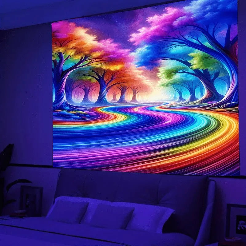 HD Ultraviolet psychedelic fantasy tree luminous tapestry Collection