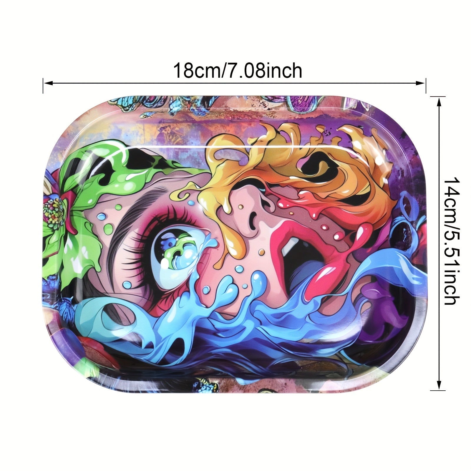 Heavy-Duty Metal Rolling Trays.  Psychedelic Gothic, Skull Designs. Variety of Images.